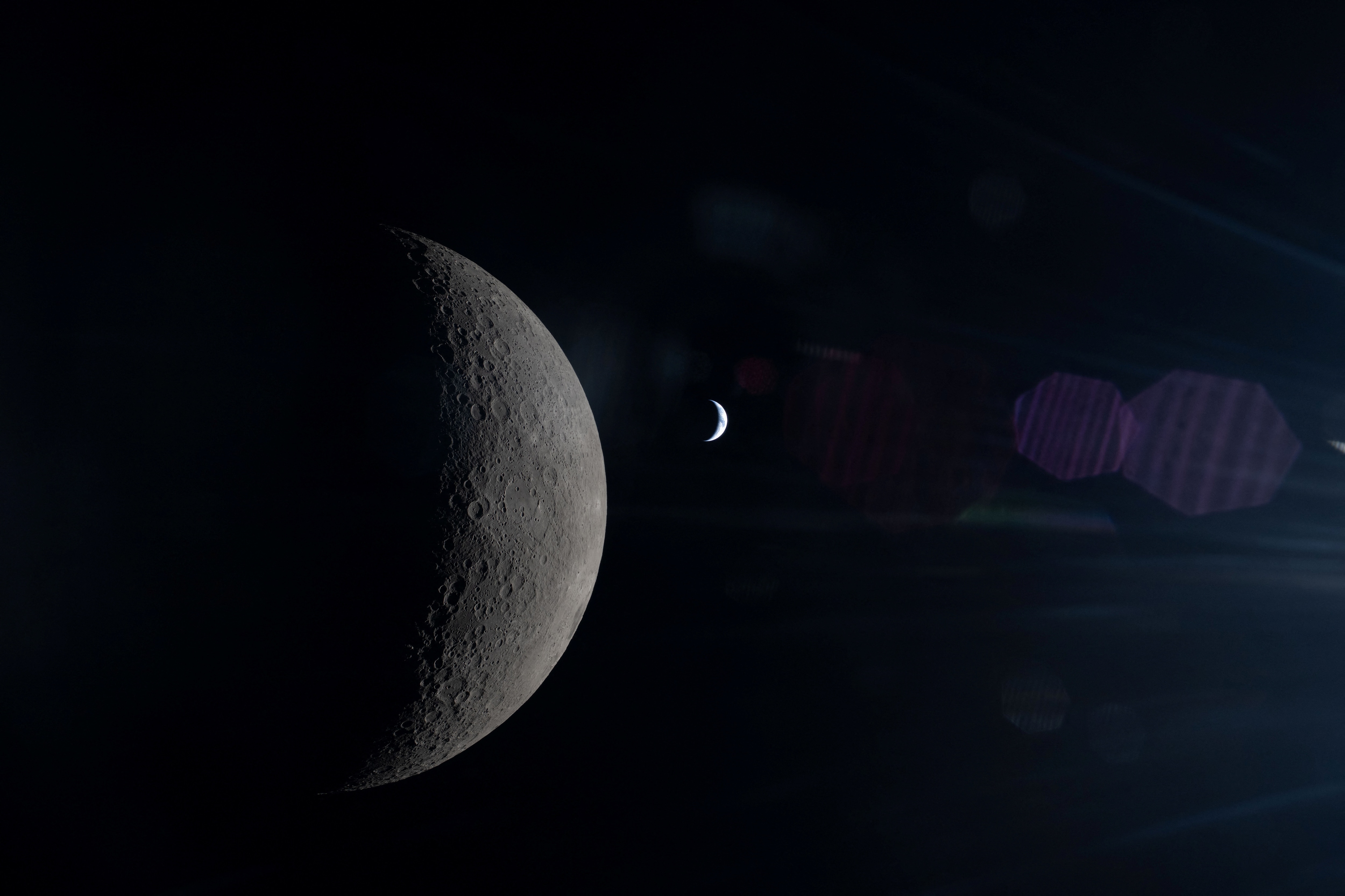 Seen from behind the Moon during Artemis II, the Moon and Earth align in the same frame. (Photo: Reuters)