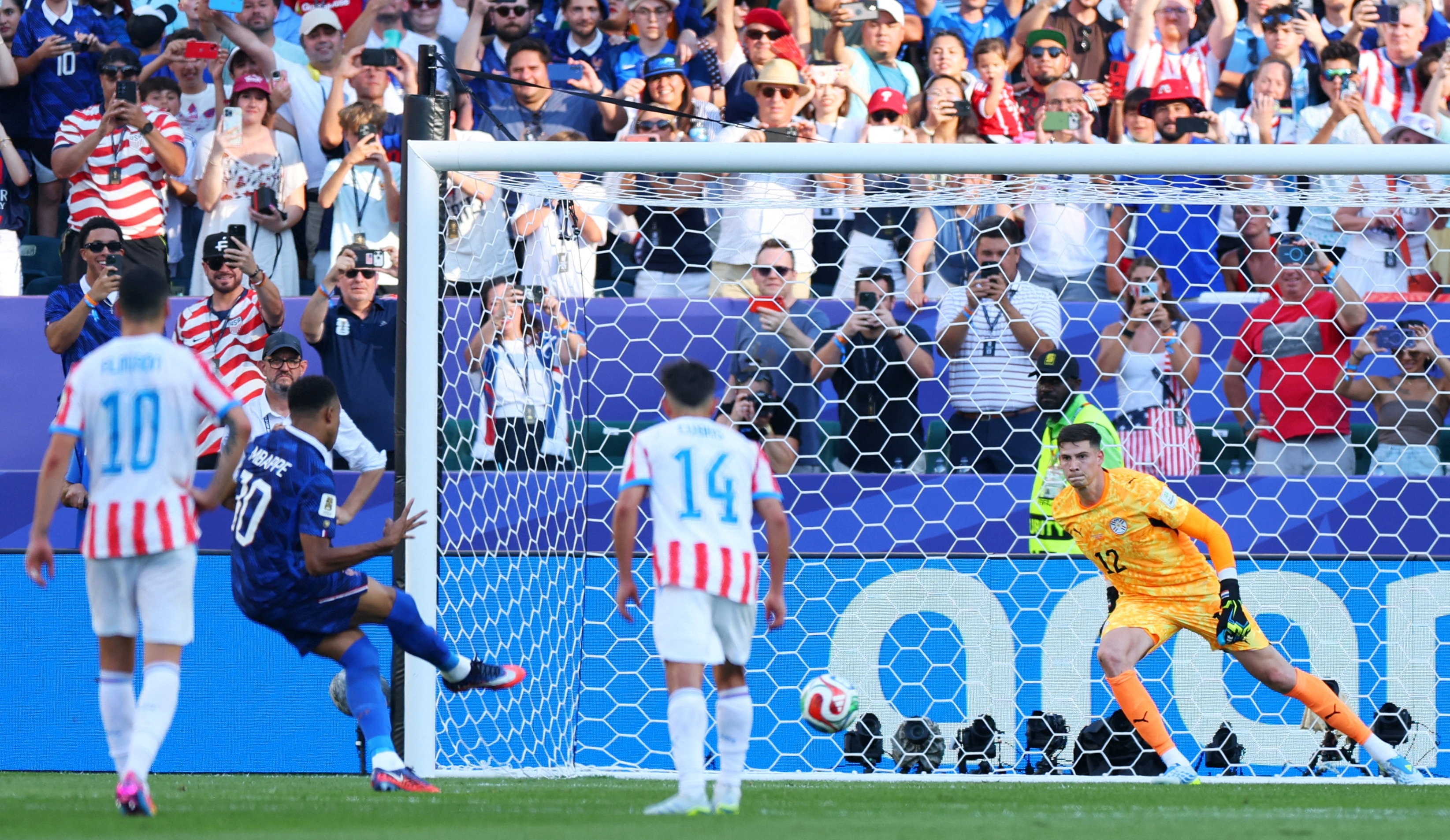 France's Kylian Mbappe hit his penalty to the bottom right side against Paraguay. (Image: Reuters)
