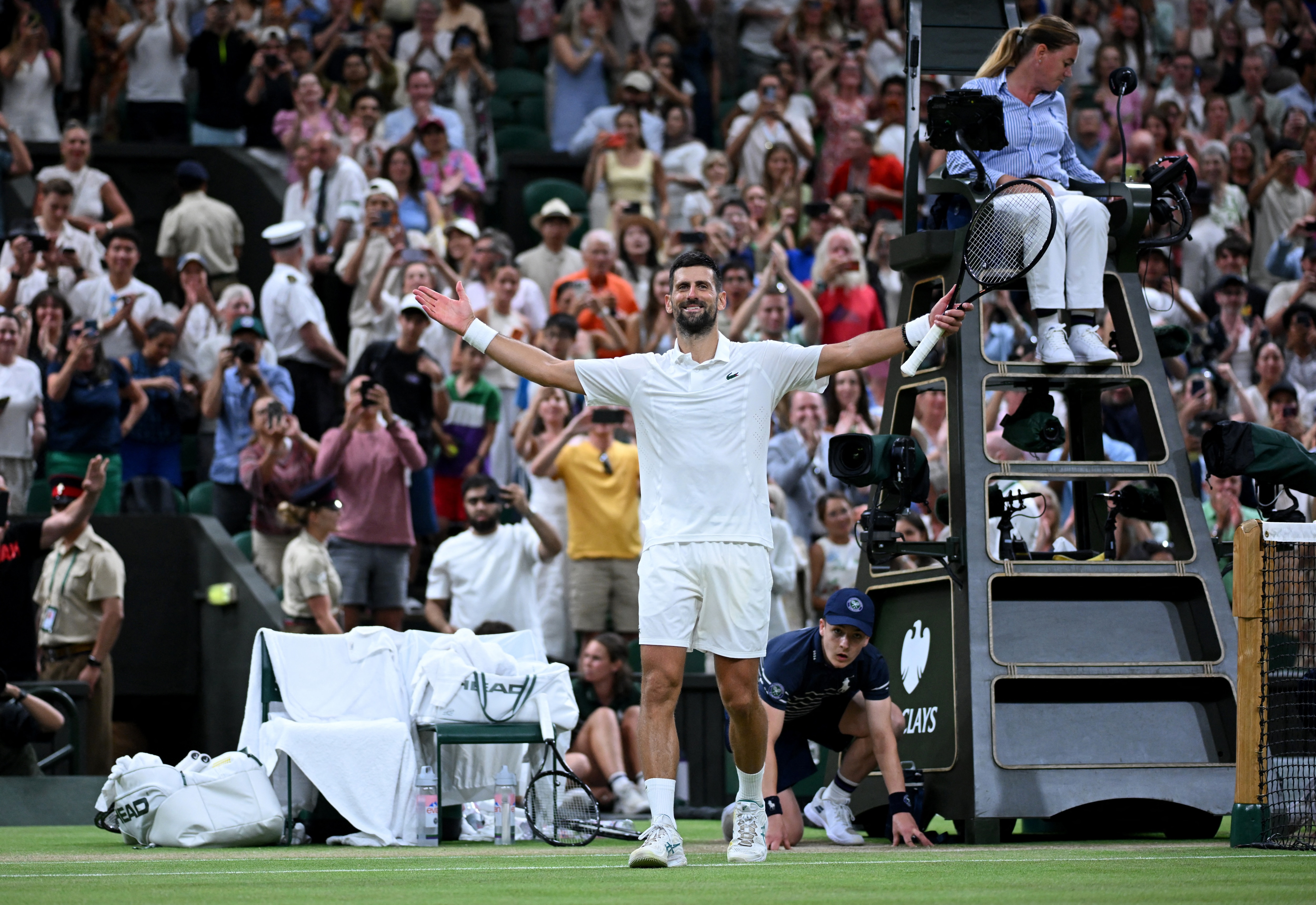 Novak Djokovic survived a five-hour marathon in the Wimbledon quarterfinals. (Image: Reuters)