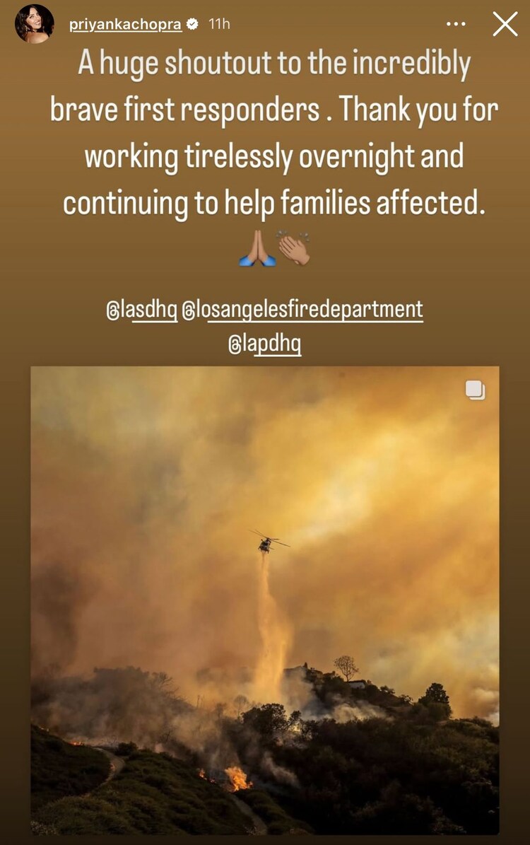 Priyanka about LA wildfire
