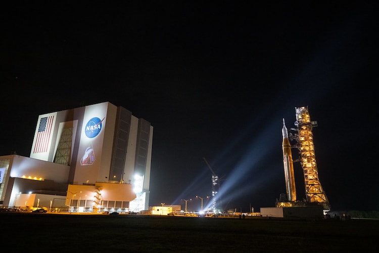Artemis-II SLS rocket stands near the Nasa facility in Florida. (Photo: Nasa)
