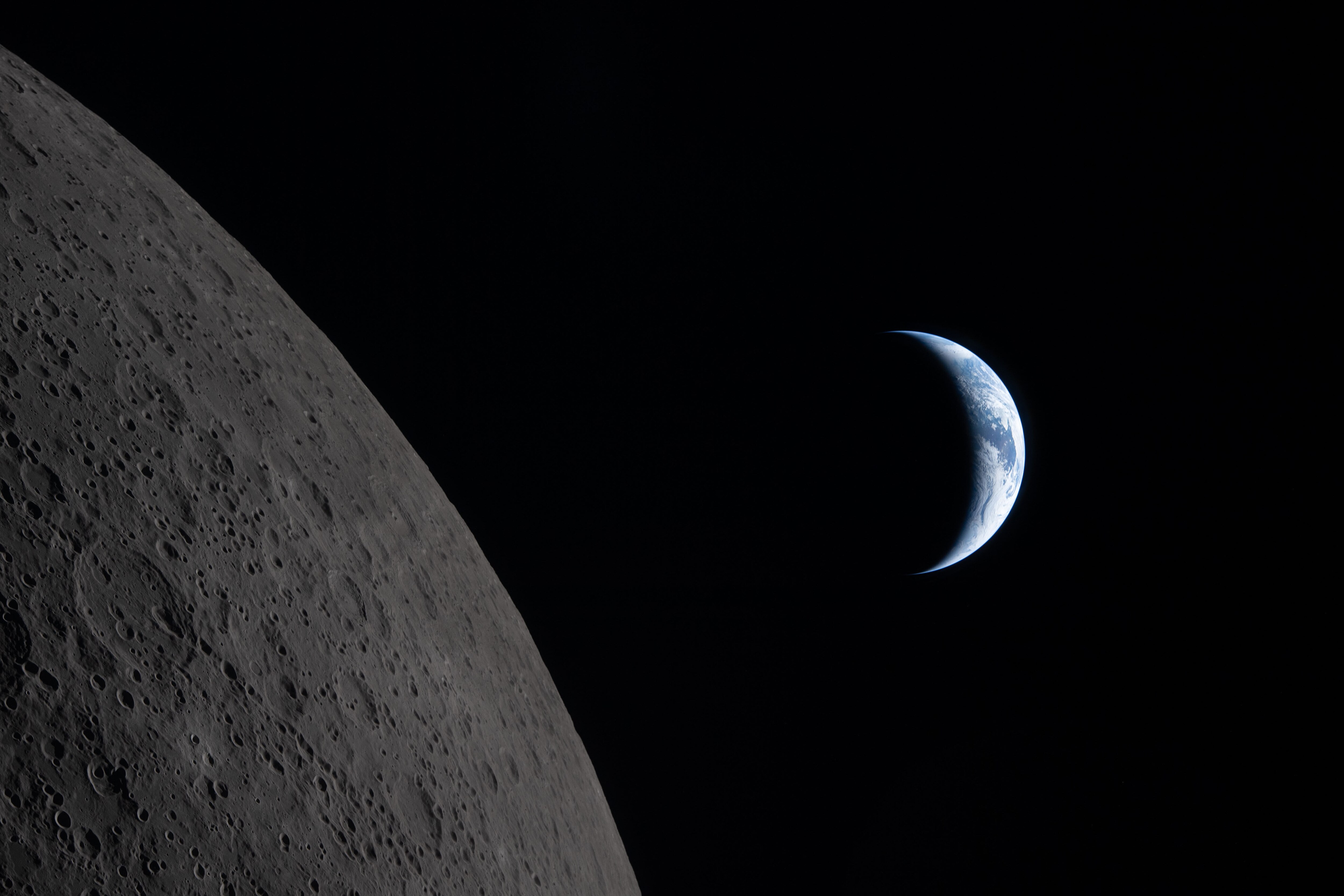 The Artemis-II crew captured this view of the Earth next to the Moon. (Photo: PTI)