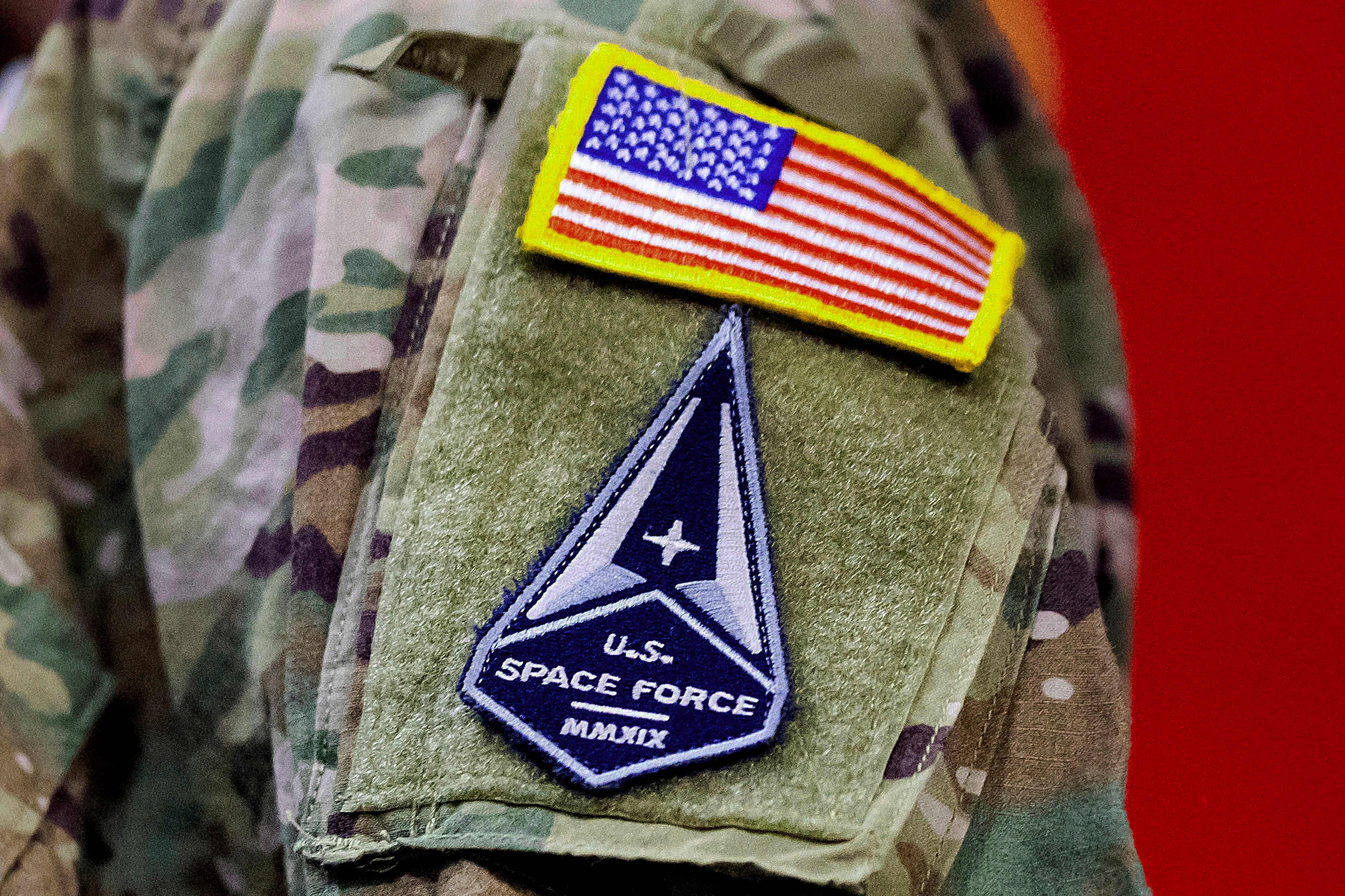 A solider wears a U.S. Space Force uniform during a ceremony. (Photo: AP)