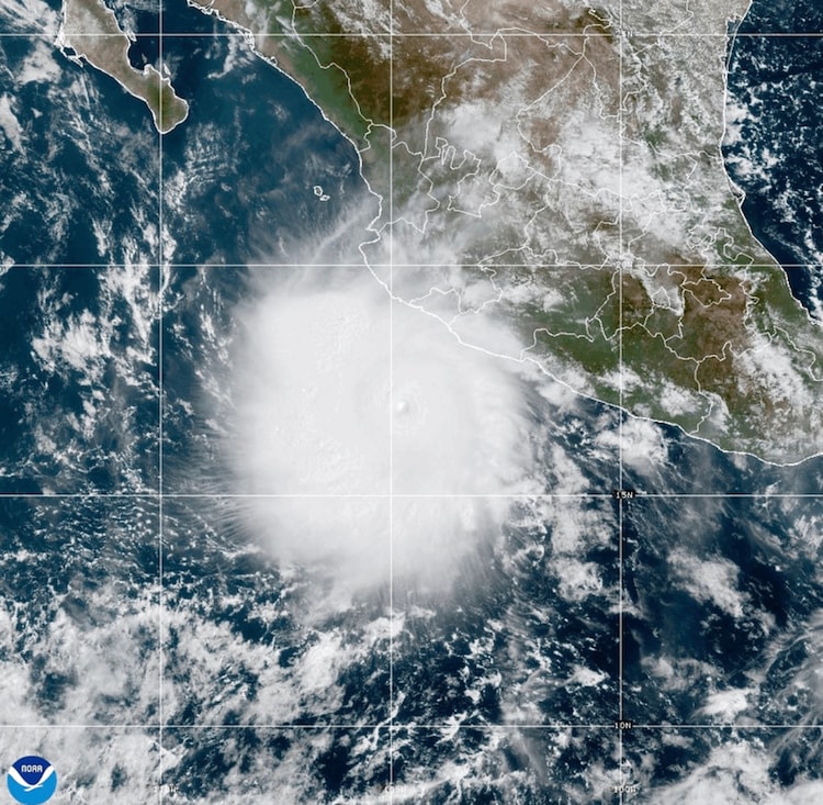 An image shows Hurricane Polo moving away from the coast of Mexico. (Photo: AP)