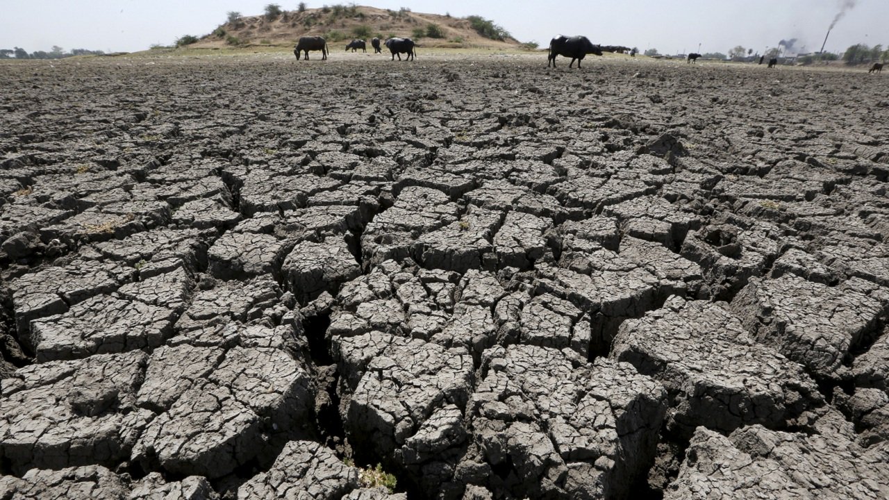 A close-up image of a cracked and dried up land in India during a drought. (Photo: Reuters)