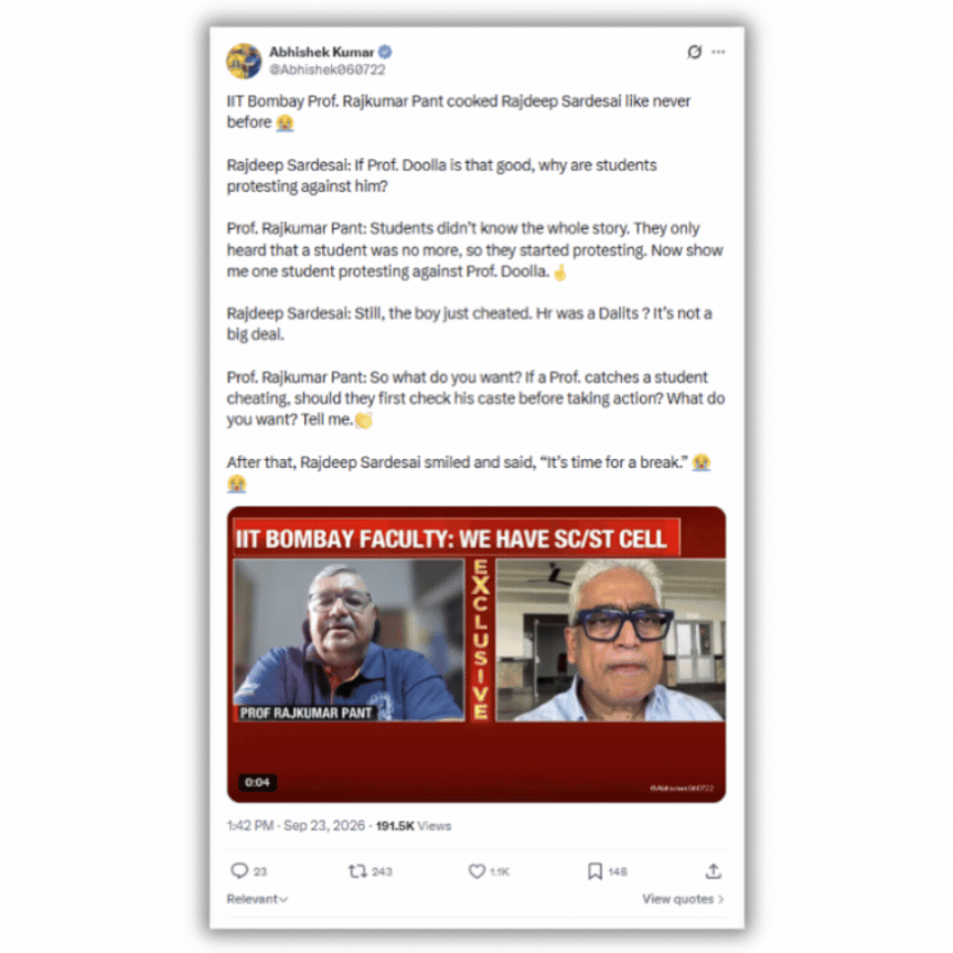 Fact Check: IIT-B prof silences Rajdeep Sardesai on TV? This interview is fake