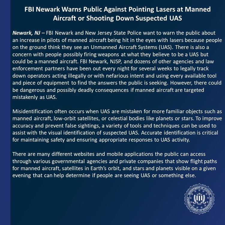 FBI statement on drones