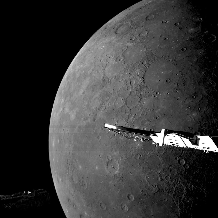 An image of Mercury captured by BepiColombo in 2025. (Photo: ESA)