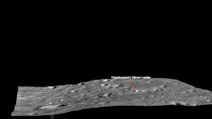 Pemandangan pendarat Vikram Moon. (Foto: X/@Indianinfoguide)