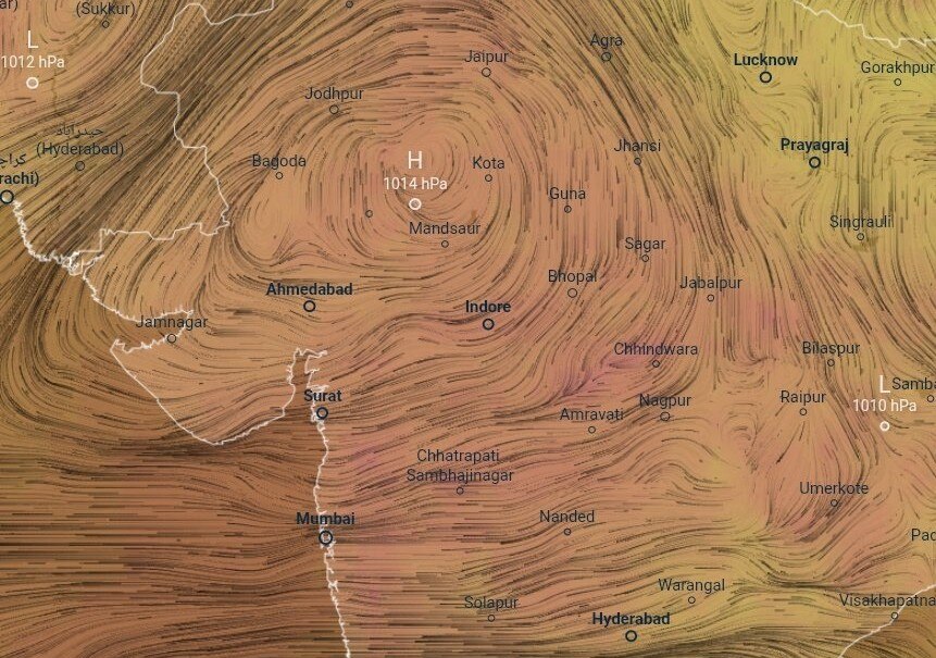 A weather map shows heatwave conditions in western India. (Photo: X/@meet_abhijit)