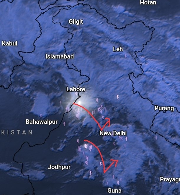 An image shwoing the weather system and rain forecast in northern India. (Photo: X/@navdeepdahiya55)