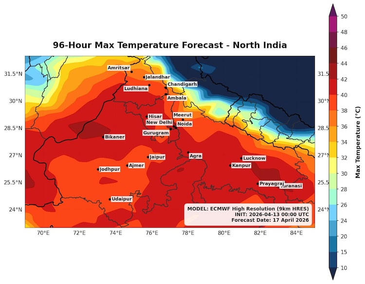 An image showing the heat forecast in the coming days. (Photo: X/@navdeepdahiya55)