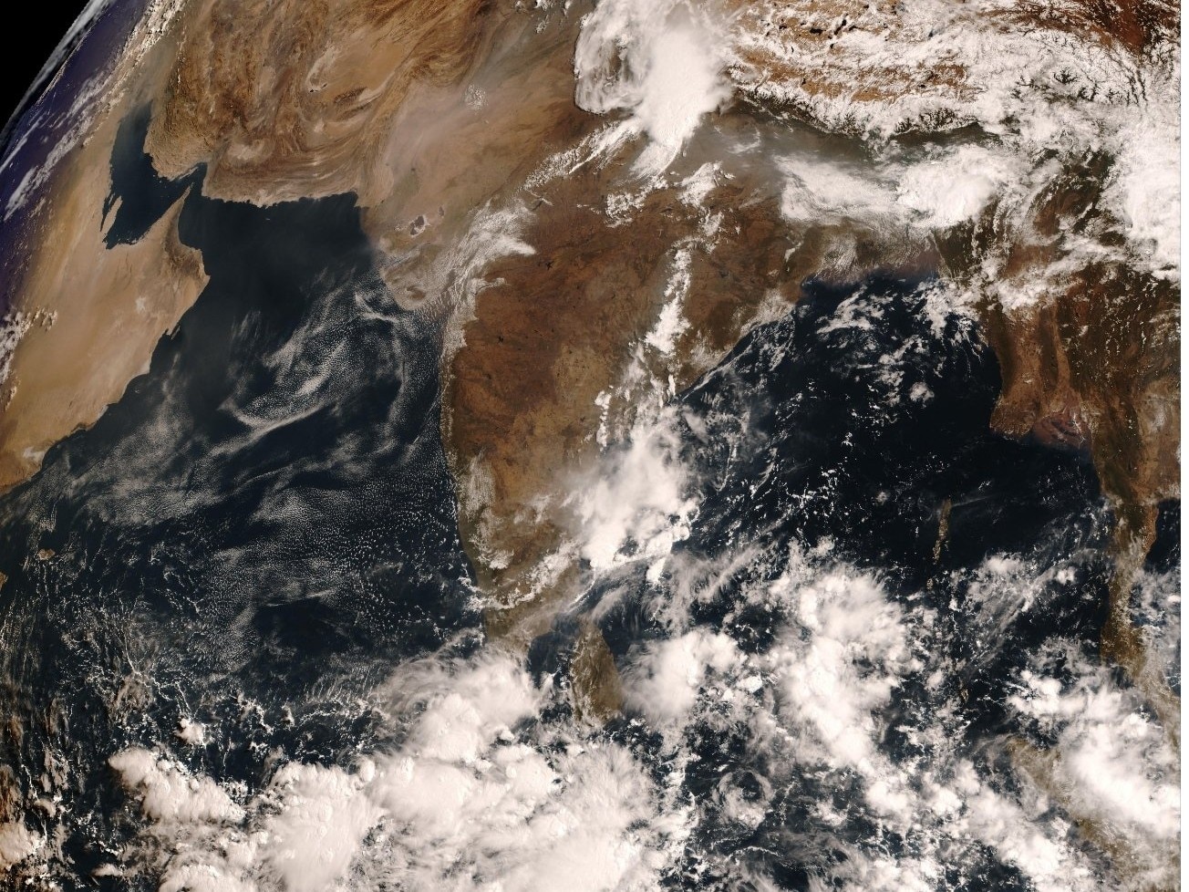 A satellite image showing moonsoon weather conditions moving towards South India. (Photo: X/@shetty_athreya)