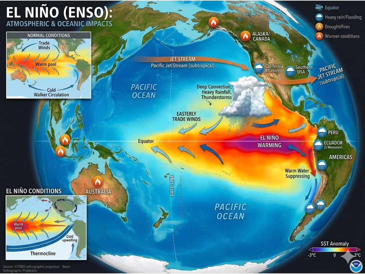An illustration showing the El Nino phenomenon. (Photo: X/@TNGeography)