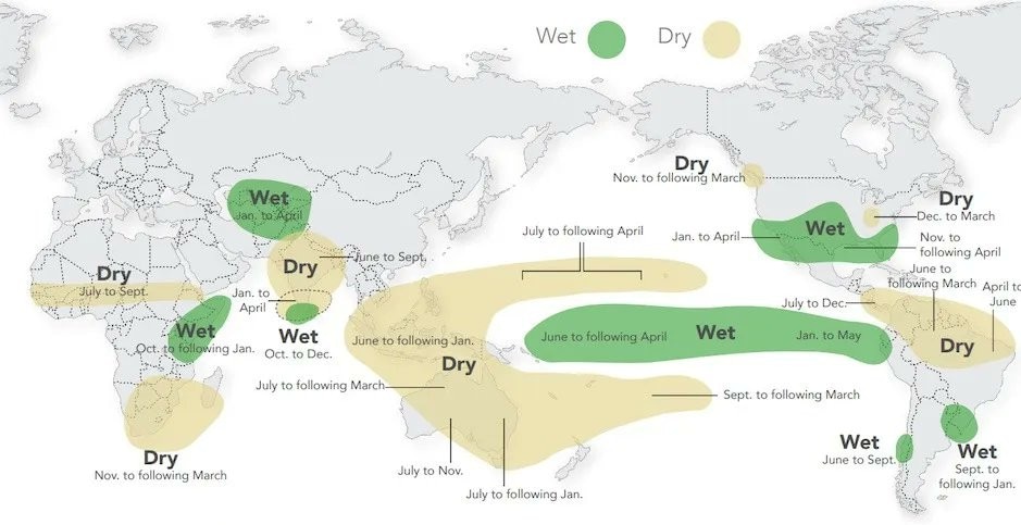 An illustration showing El Nino's regional impact on percipitation. (Photo: 