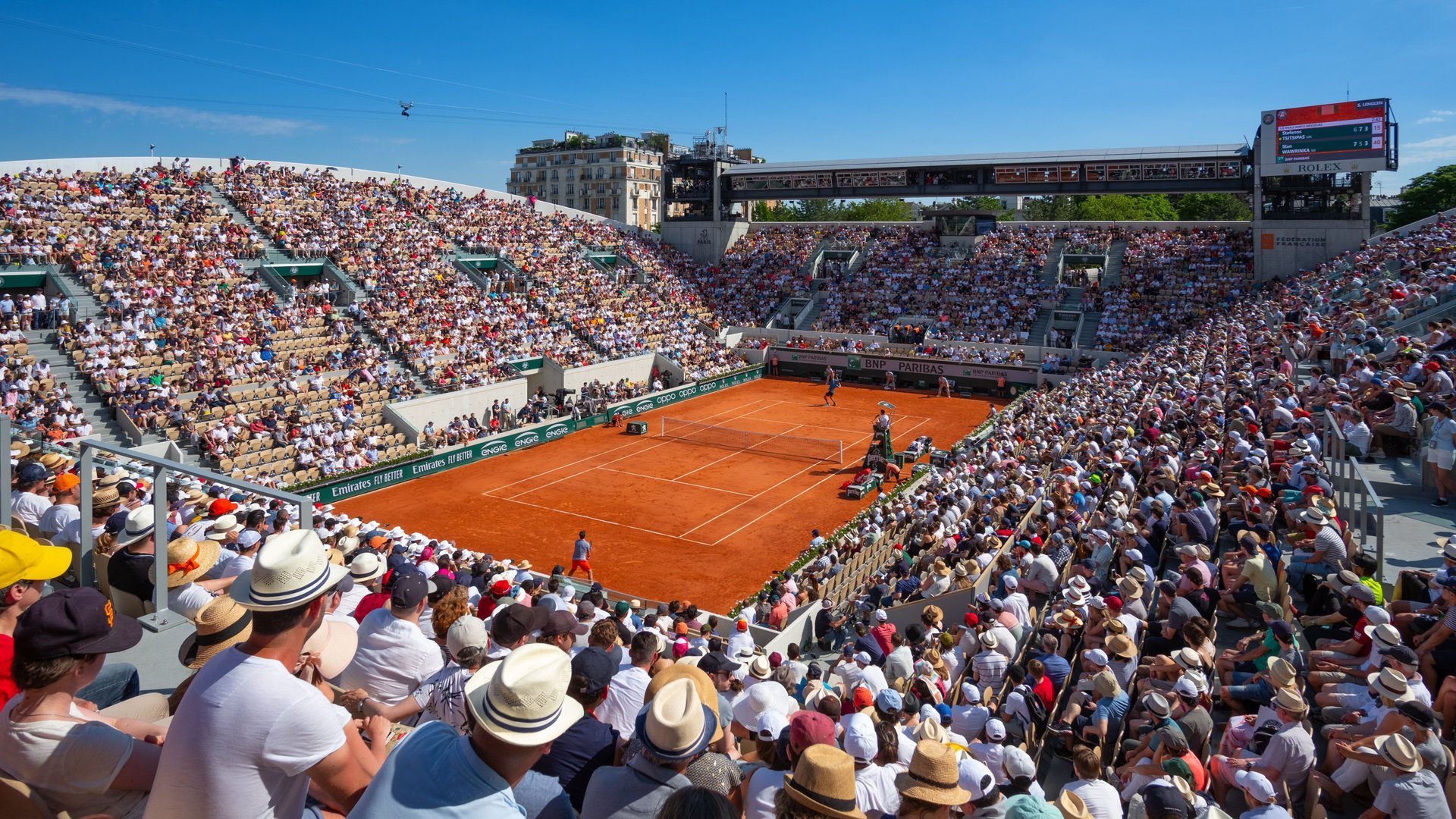 A clay tennis court is seen during the ongoing French Open tournament. (Photo: X)