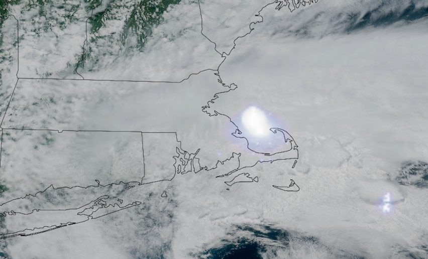 A satellite image shows the asteroid explosion over the US's East Coast. (Photo: X/@SpaceBiz1)