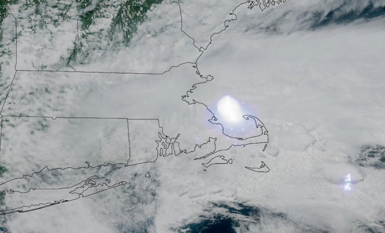 A satellite image shows the asteroid explosion over the US's East Coast. (Photo: X/@SpaceBiz1)