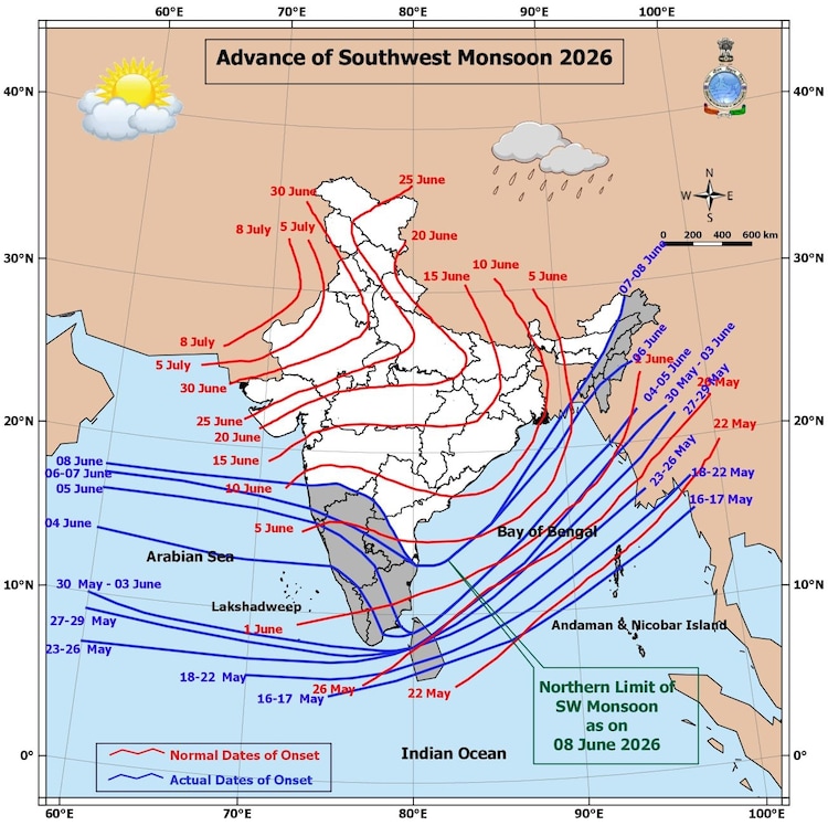 An IMD map showing the progress of southwest monsoon. (Photo: IMD)