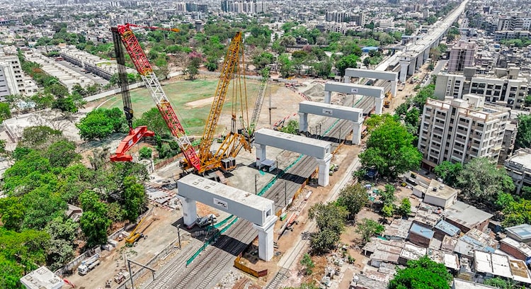 Sparse tree cover is seen around a development project in Ahmedabad. (Photo: PTI)