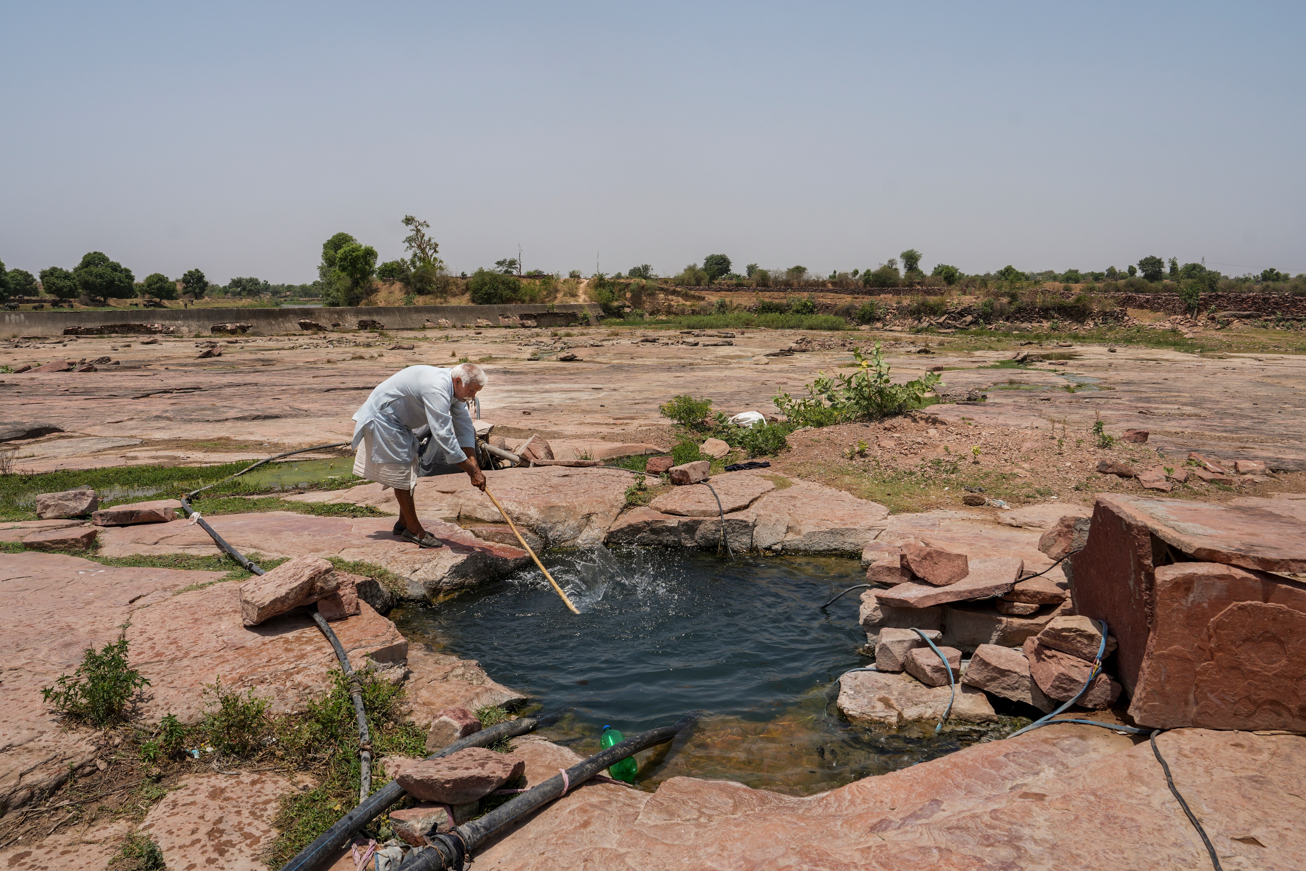 A borewell brimming with water after years of community-led water conservation. (Photo: PTI)