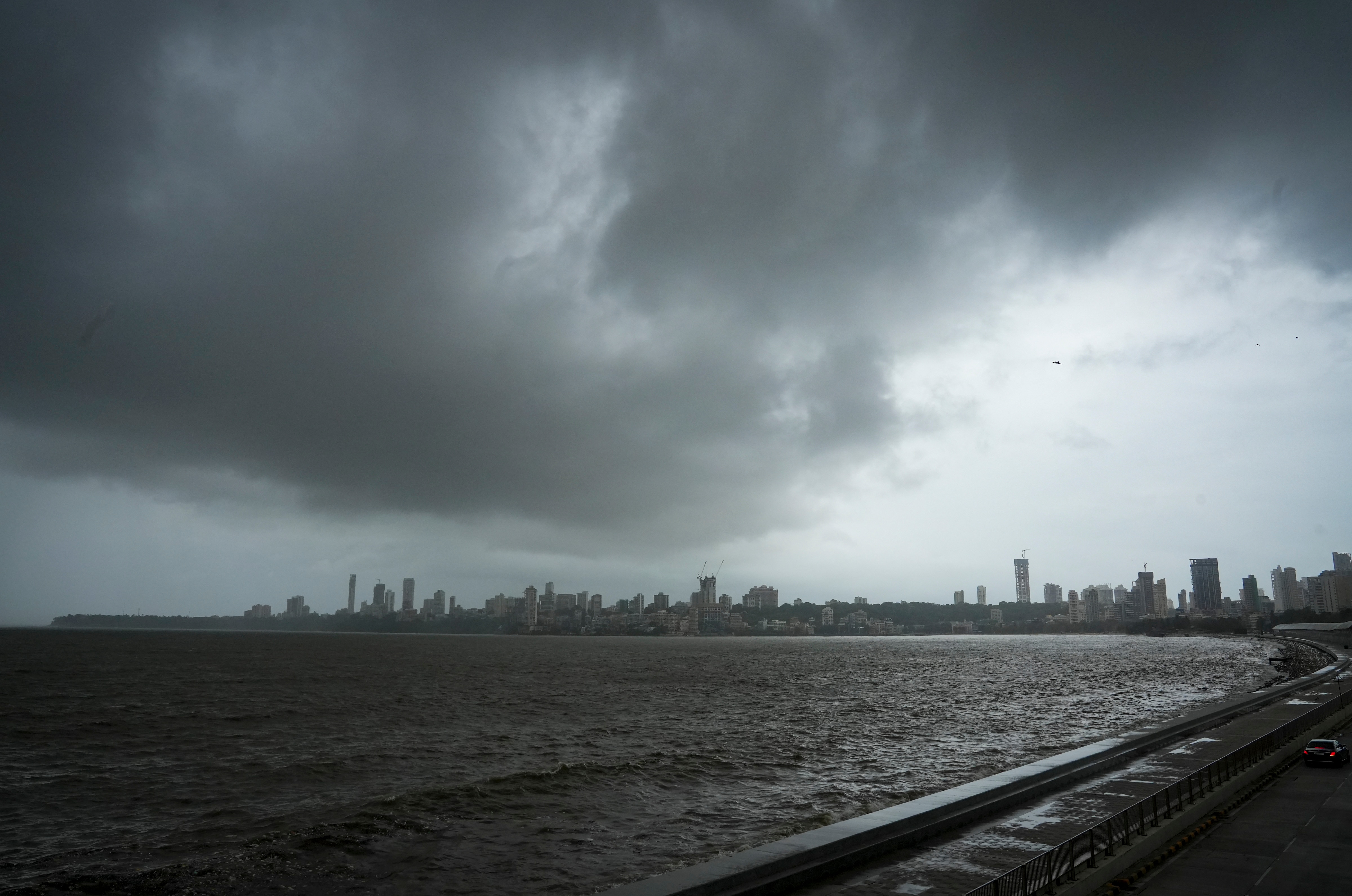 Monsoon clouds loom over Marine Drive, in Mumbai. (Photo: PTI)