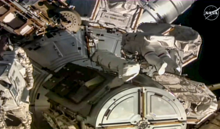 Nasa astronaut Anil Menon conducts his first spacewalk outside the ISS. (Photo: Nasa)