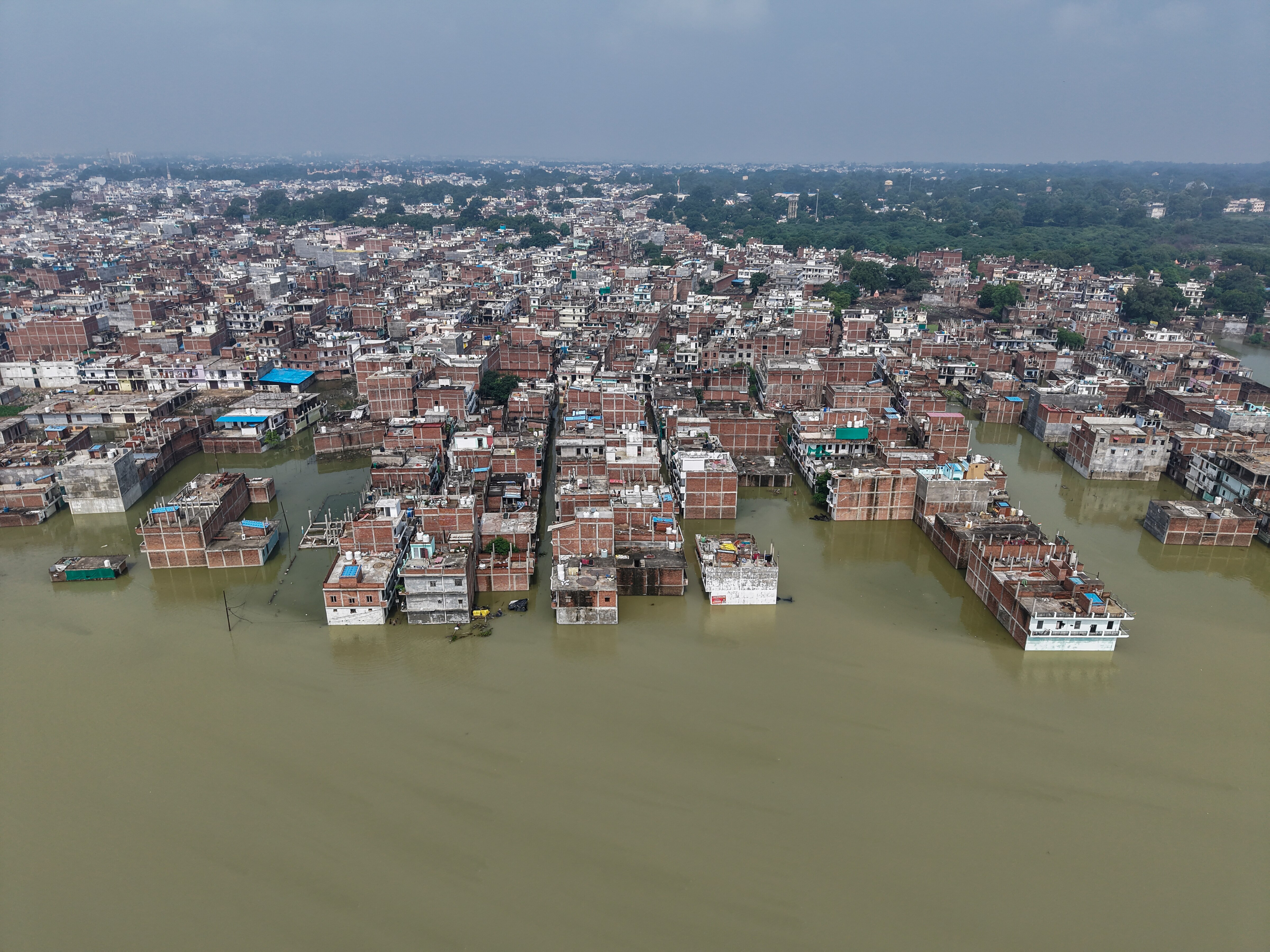 A view of a flooded area after heavy rains in Uttra Pradesh. (Photo: PTI)
