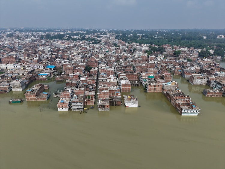 A view of a flooded area after heavy rains in Uttra Pradesh. (Photo: PTI)