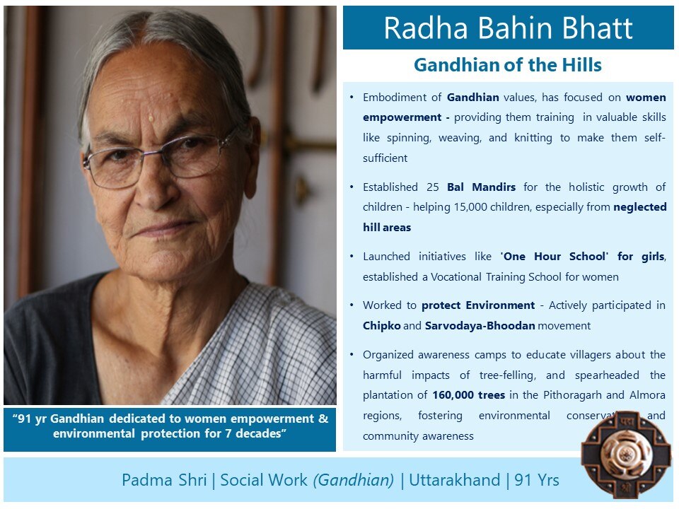 Radha Bahin Bhatt.