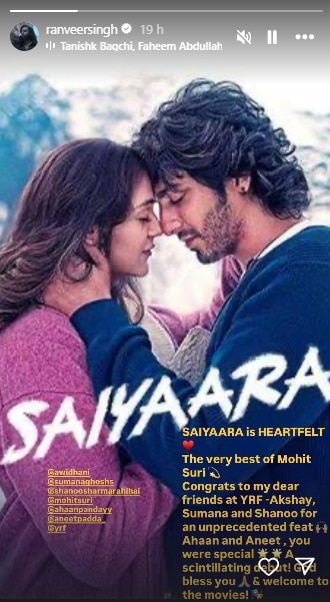 Ranveer praises Saiyaara