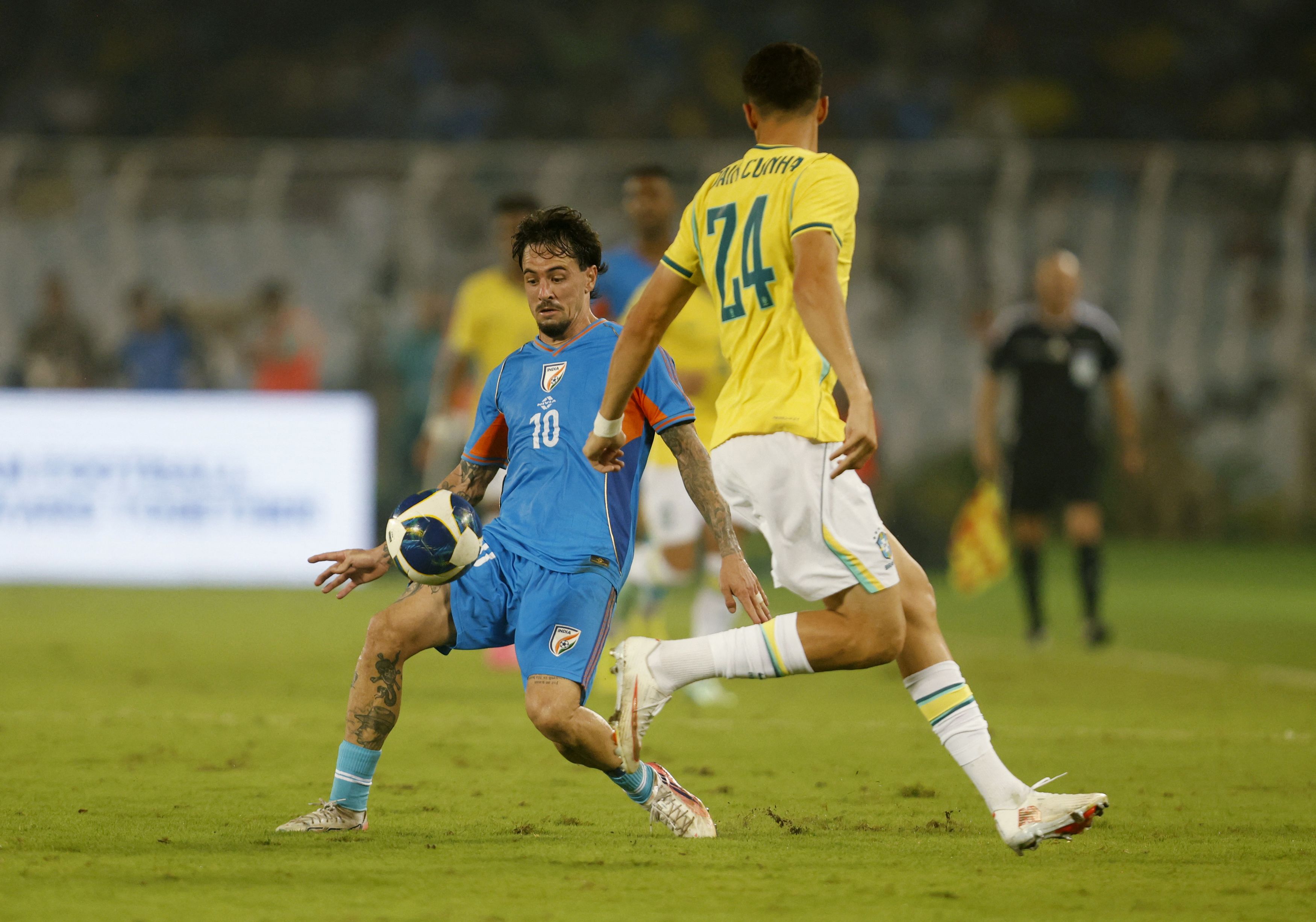 Ryan Williams was operating deeper than usual to draw the Brazilian defenders. (Image: Reuters)