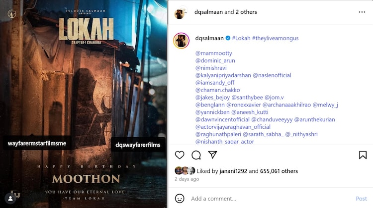 Dalkar Salman's Instagram Post announced the role of Mamuti The Loca Universe