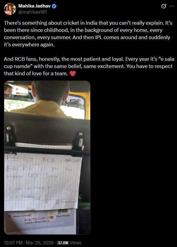 Bengaluru auto rickshaw driver gives free rides to RCB fans