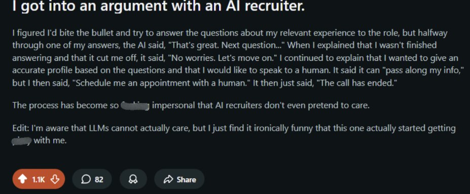 Man gets into argument with AI recruiter during interview, internet says 'same here'