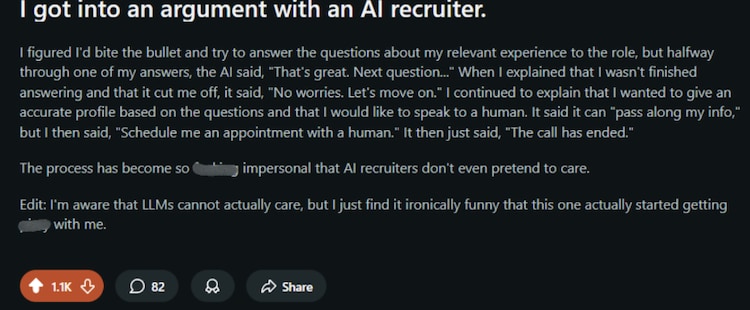 Man gets into argument with AI recruiter during interview, internet says 'same here'