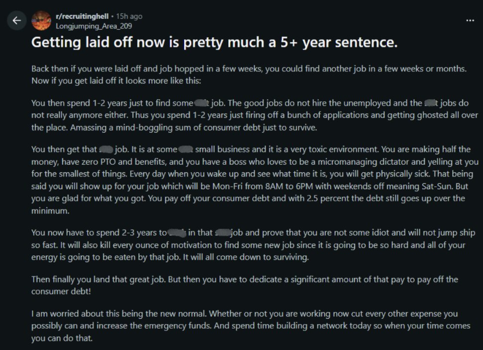 Man shares how layoffs now lead to years-long struggle