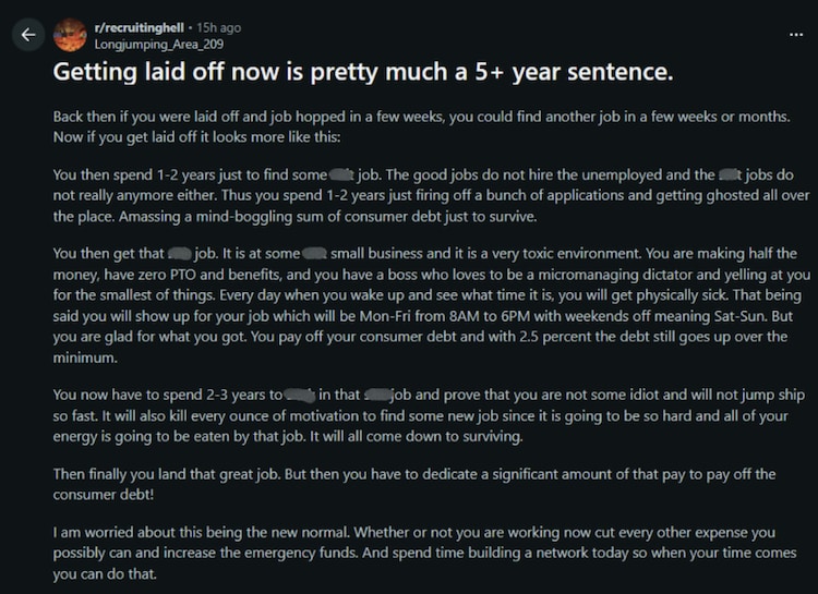 Man shares how layoffs now lead to years-long struggle