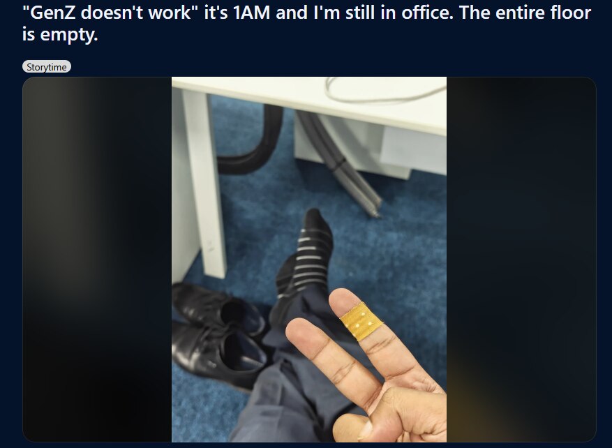 Gen Z employee works alone till 1AM in office, pushes back on âlazyâ stereotype