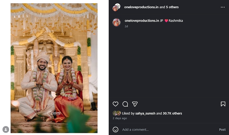 Su From So director JP Thuminad with wife Rashmika (Photo: Instagram/JP Thuminad)