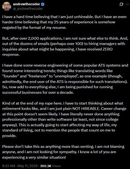 US techie shares why he feels âunhireable' after 2,000 job recruiters ghost him