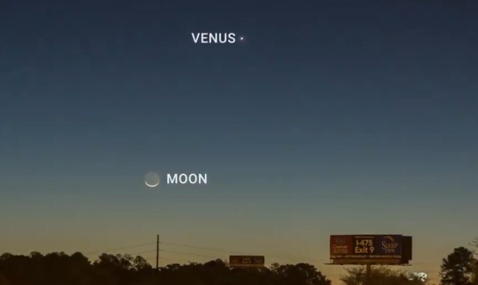 An image captures the close alignemnt between the Moon and Venus. (Photo: Nasa)