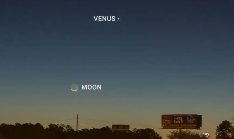 An image captures the close alignemnt between the Moon and Venus. (Photo: Nasa)