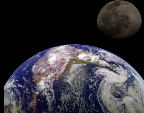 An image shows Earth and the Moon in space. (Photo: Nasa)