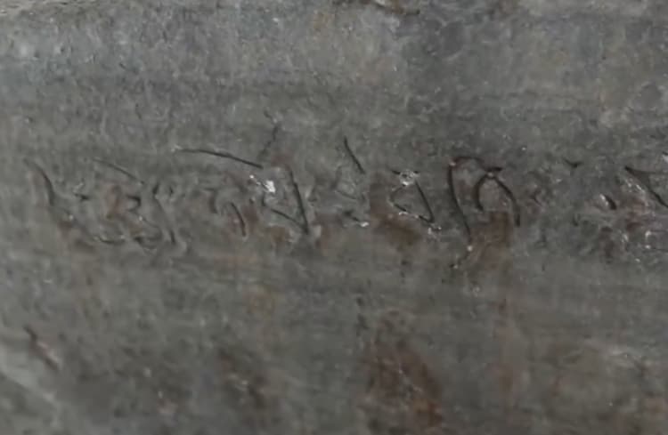 Engravings are seen on a stone structure at the disovery site in Odisha. (Photo: X)