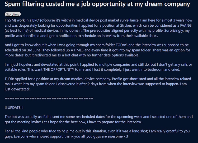 Job candidate misses interview at dream company, what led to it leaves him in tears