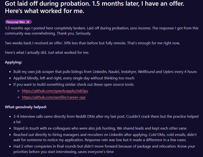 Techie shares how he secured a job 1.5 months after being laid off