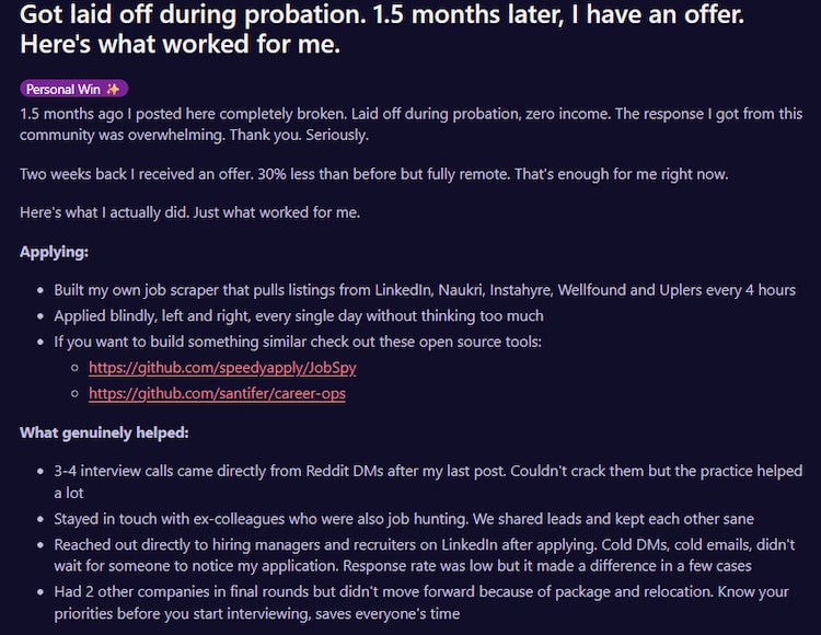 Techie shares how he secured a job 1.5 months after being laid off
