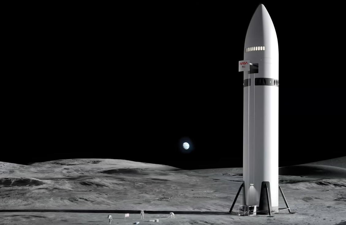 A concept art of SpaceX's planner lander for the Artemis-III mission. (Photo: Screengrab)
