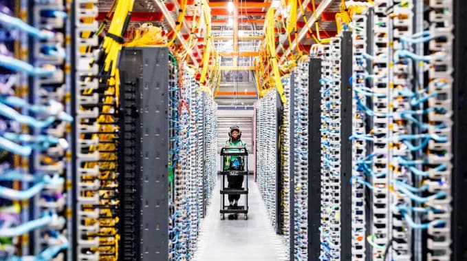 A technician works at an AI data center. (Photo: AP)